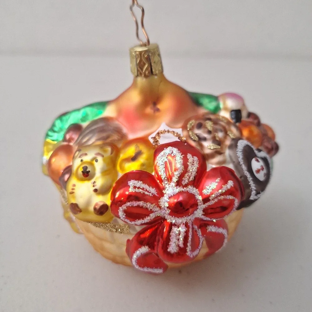 RARE Retired Inge Glass Birgit's Collection Basket Christmas Ornament GERMANY